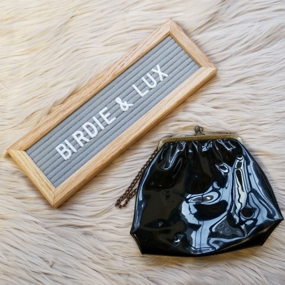 Vintage Cocktail Purse Handbag Black Shiny